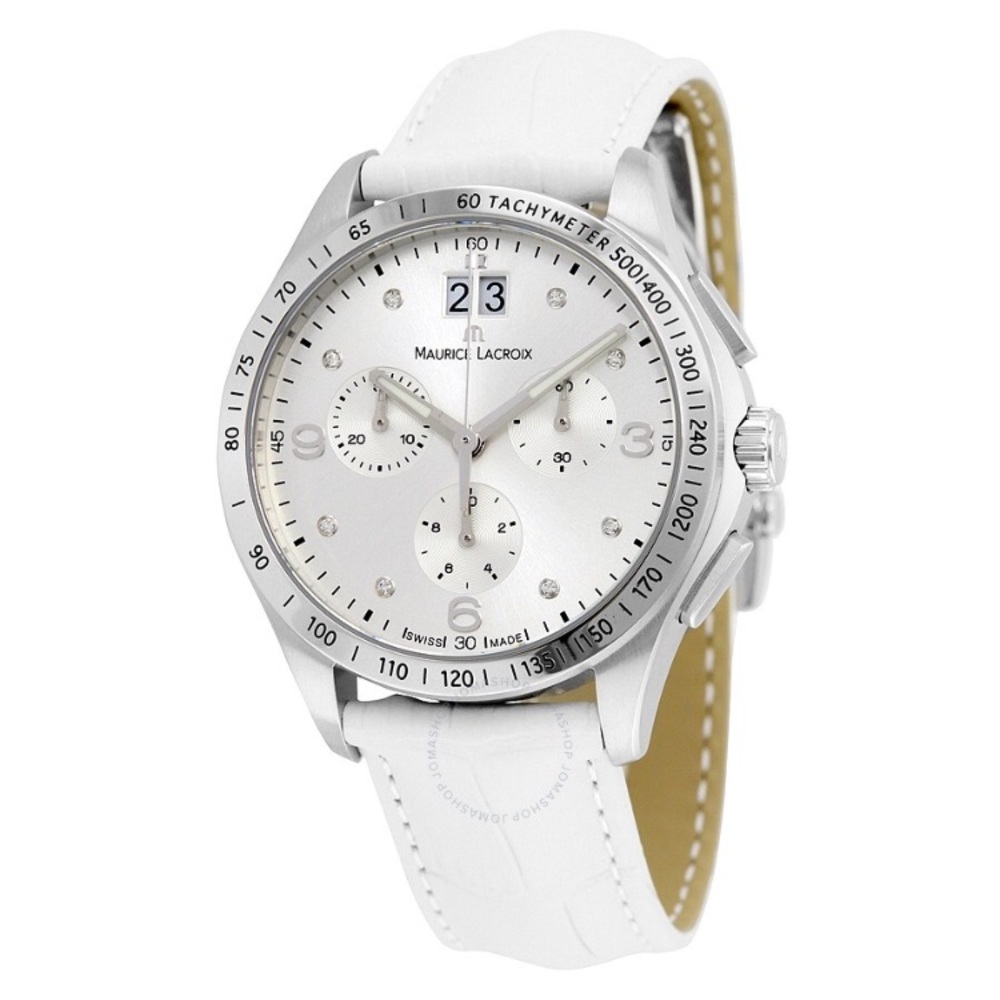Maurice Lacroix Silver Diamond Chronograph Watch
